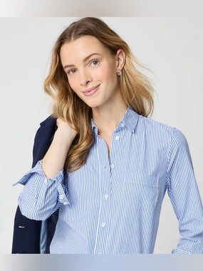 J CREW Striped Button-Down Poplin Shirt NWOT